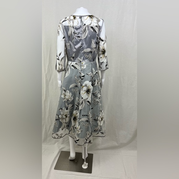 Tendency Women's Long Formal Gray Floral Dress Size Medium - Picture 10 of 16